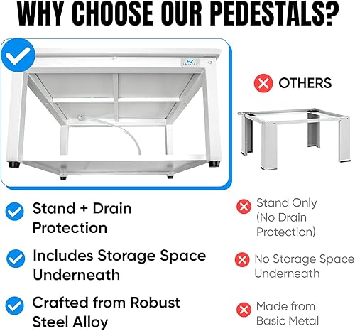 Miniatura 7 de Pedestales para lavadora y secadora  Pedestal universal de lavandería de 24 pulgadas, ergonómico de 16 pulgadas de altura, acero aleado, soporta 800