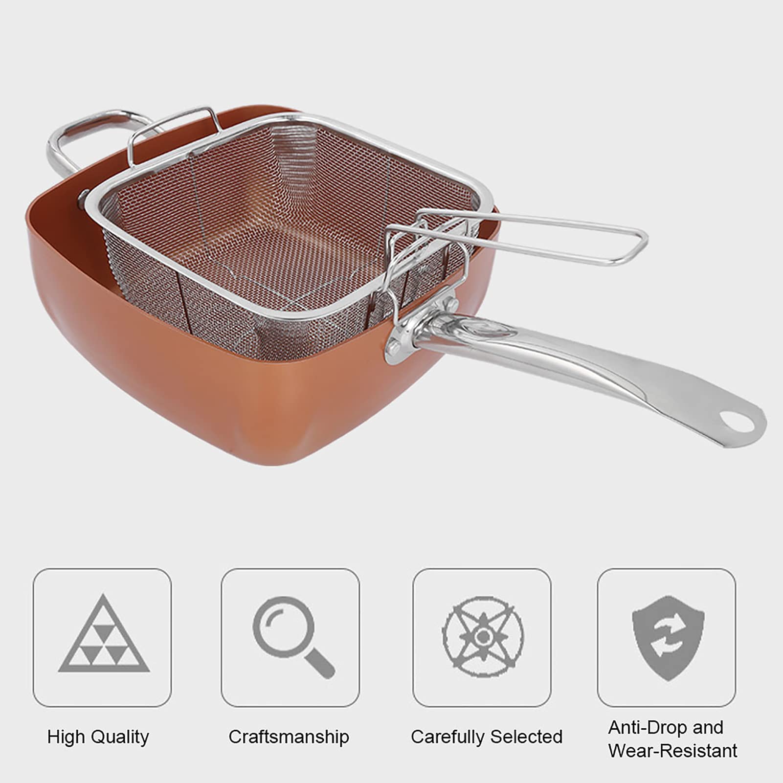 4 Unids/set Sartén antiadherente de acero inoxidable Cacerola Sartén cuadrada Cacerola multifuncional Suministros de cocina Electrodomésticos de cocina Suministros para el hogar Olla para estofado