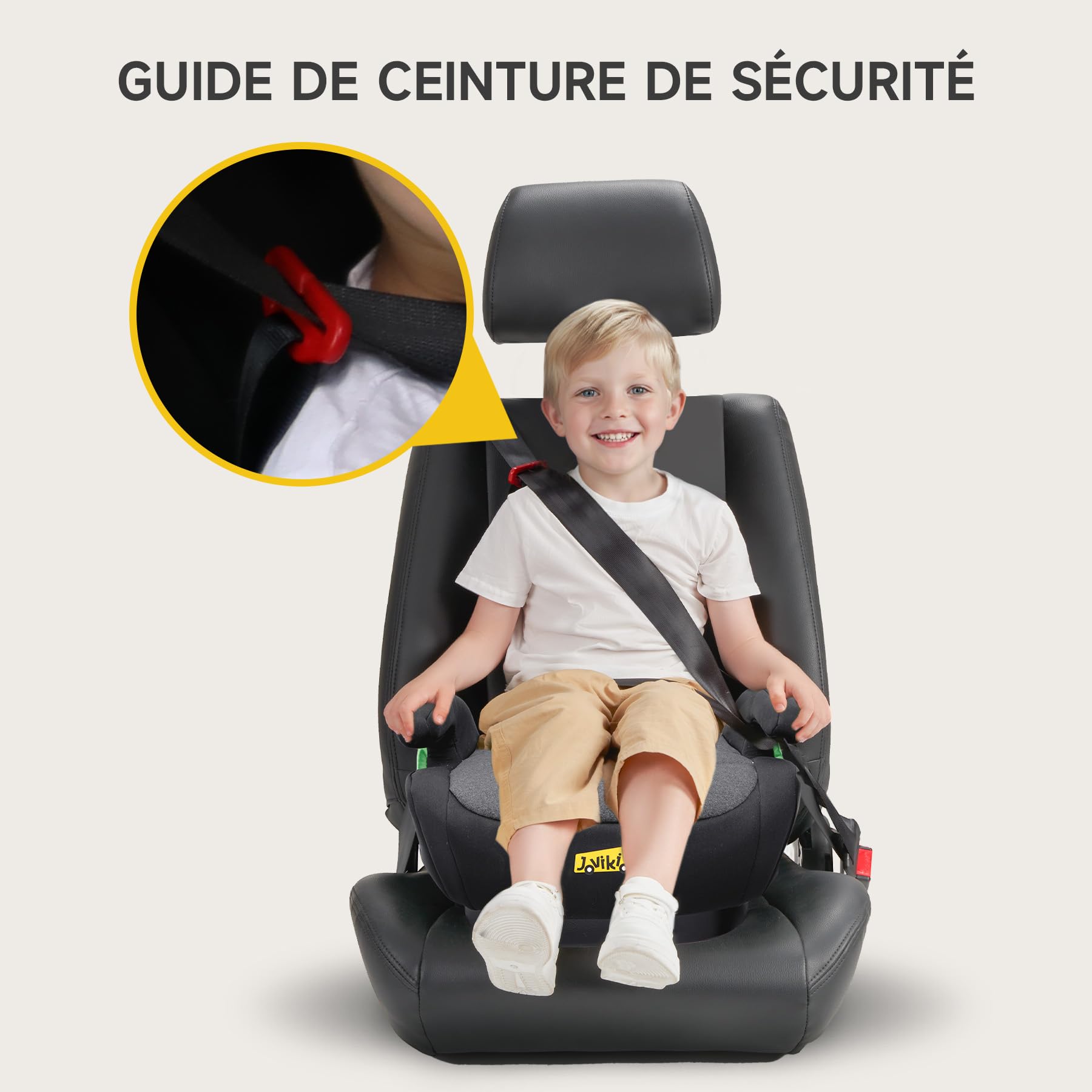 Jovikids Rehausseur Isofix I-Size 125-150cm (Groupe 2/3, Environ 6-12 Ans, 15-36 Kg), Siège Auto pour Enfant, ECE R129, Brun