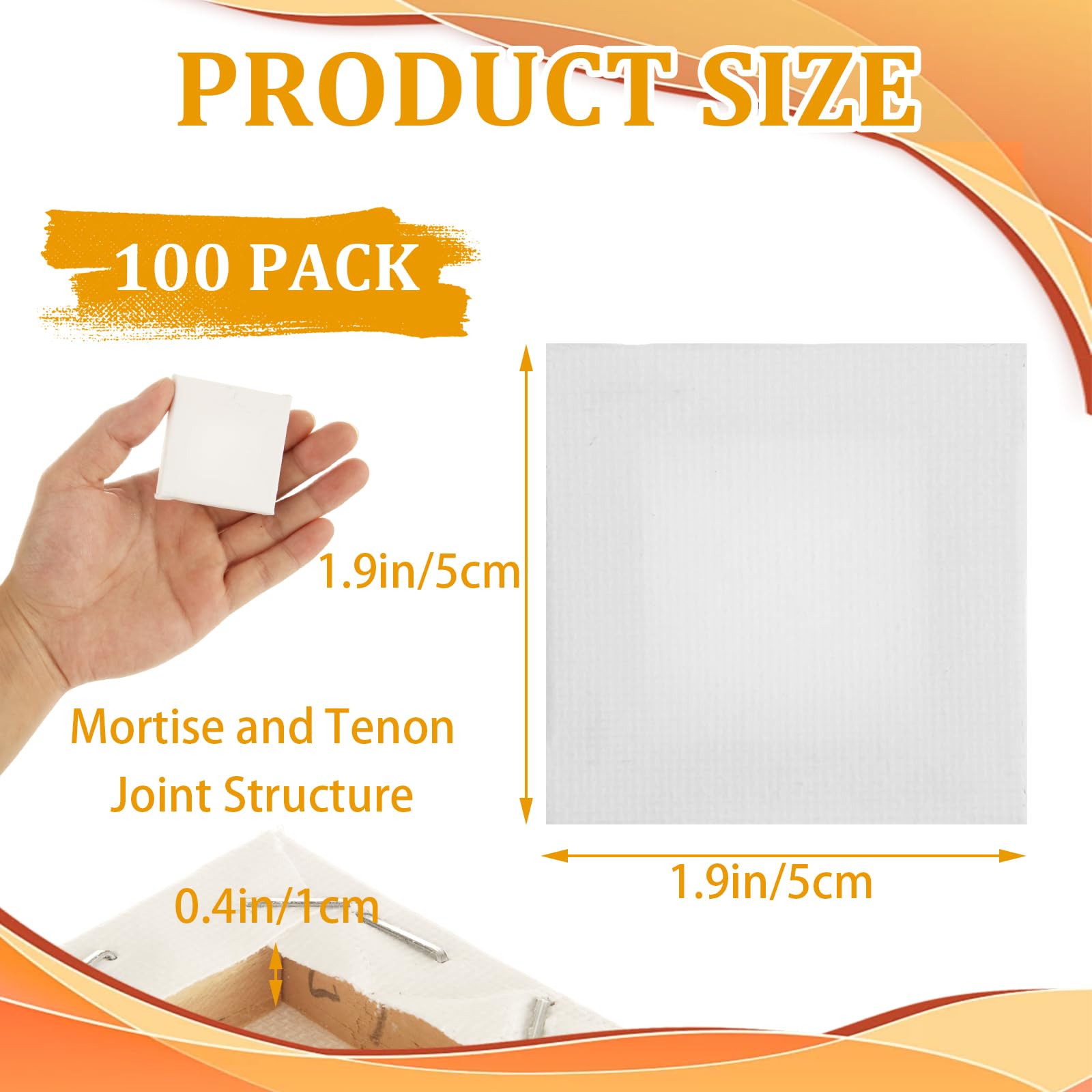 JMIATRY Mini-Leinwände zum Malen, 5,1 x 5,1 cm, kleine quadratische Leinwände, 100 Stück