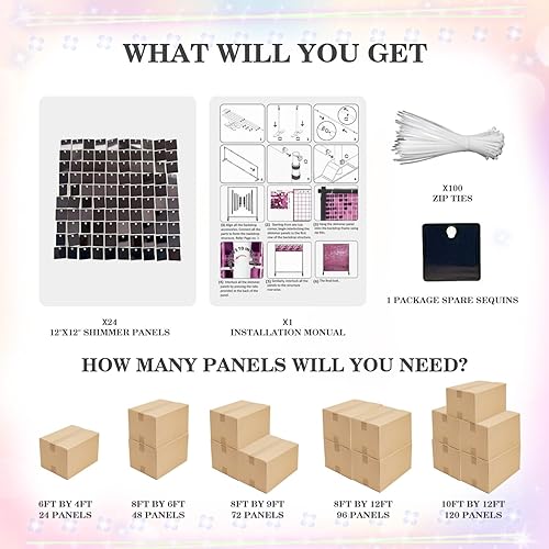Miniatura 2 de Maytopia Telón de fondo de pared brillante con lentejuelas, accesorios de cabina de fotos, decoración de fondo de fiesta, decoración de fondo para
