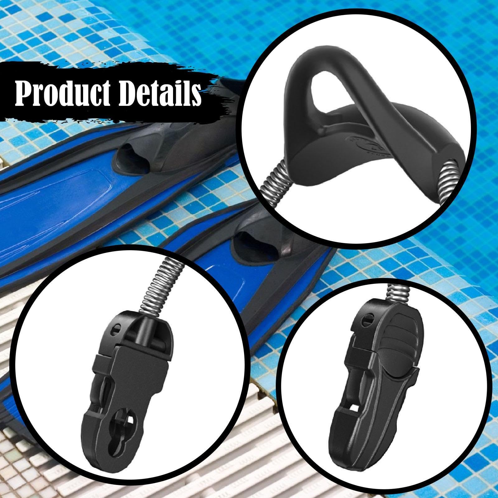 2 Piezas Correas de Aletas de Goma para Reemplazo de Flippers Hebillas de Liberación Rápida Material Flexible y Resistente Ajuste Universal para