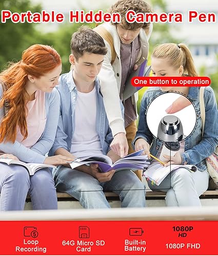 Miniatura 3 de Bolígrafo de cámara de niñera 1080P, cámara corporal 64G, cámara de bolsillo portátil recargable, cámaras de seguridad para negocios y aprendizaje