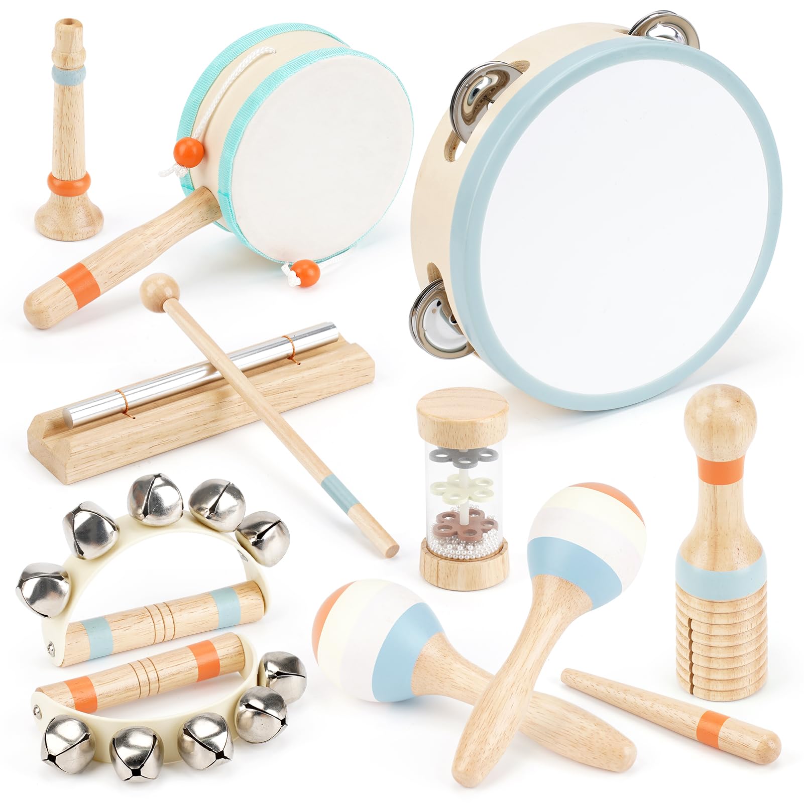 Baby Musical Toys Set - Montessori Toys for 2 3 Year Old Boy Girl Birthday Gifts, 8 in 1 Musical Instruments for Toddlers with Drum/Flute/Maracas, Preschool Learning Toys for Baby 18+ Months