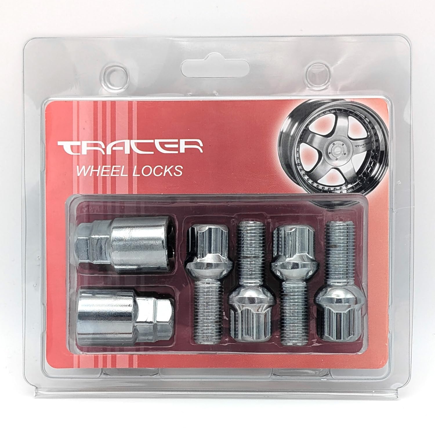 TRACER Juego de pernos para llanta antirrobo M14 x 1,5, 27 mm, con 2 llaves compatibles con Audi, VW, Seat, Skoda