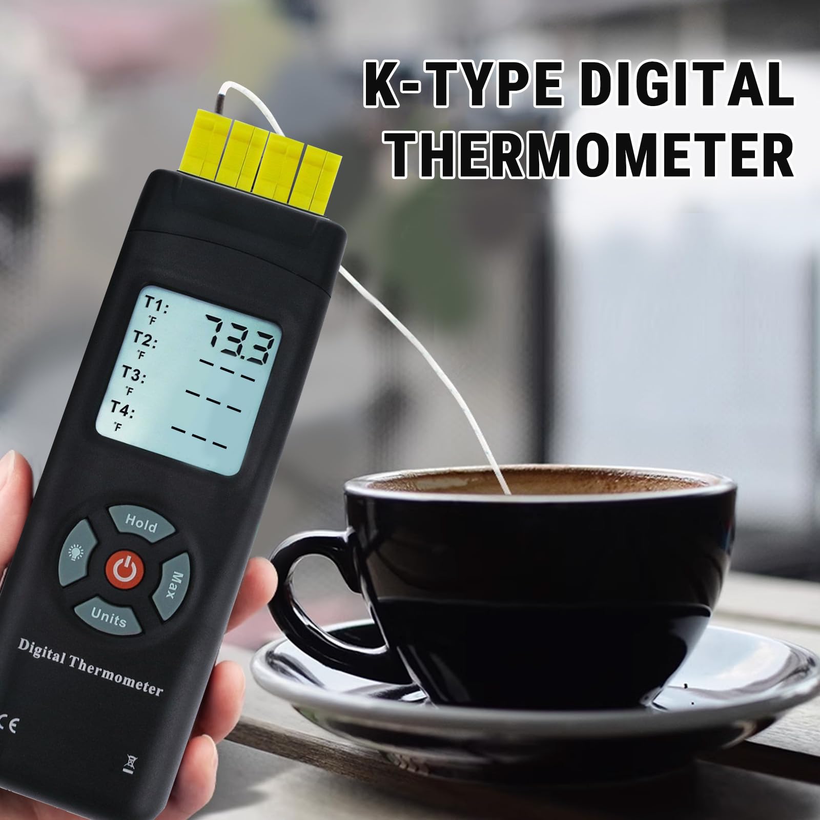 Temperaturmessgerät Typ K, Digitales Thermoelement Thermometer TL-TK04 4-Kanal-K-Typ Kontakt-Digitalanzeige Thermometer mit fühler für Industrie Landwirtschaft Meteorologie Haushalt, -50°C bis 1350°C