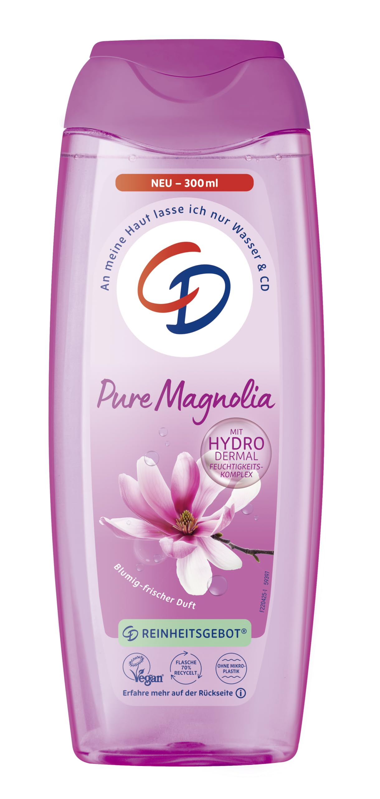CD Dusche 'Pure Magnolia' | Duschgel mit blumig-frischem Duft | Mit Hydro-Dermal-Komplex | Für empfindliche Haut geeignet | Ohne Mikroplastik & vegan | 300ml