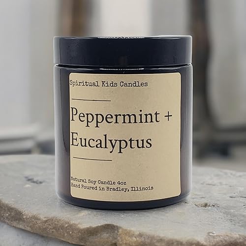 Miniatura 2 de Peppermint & Eucalyptus Soy Candle 4oz 20-25 Hours Hand Poured with All Natural Soy Wax and FragrantEssential Oils!  Herbal Candle  Birthday Gift (1