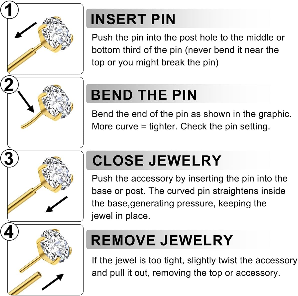 Gnoliew 18G 20G Threadless Stud Earrings Flat Back Push-in Tragus Labret Cartilage Medusa Conch Lip Piercing Jewelry 316L Surgical Stainless Steel Nose rings for Men Women - Image 3