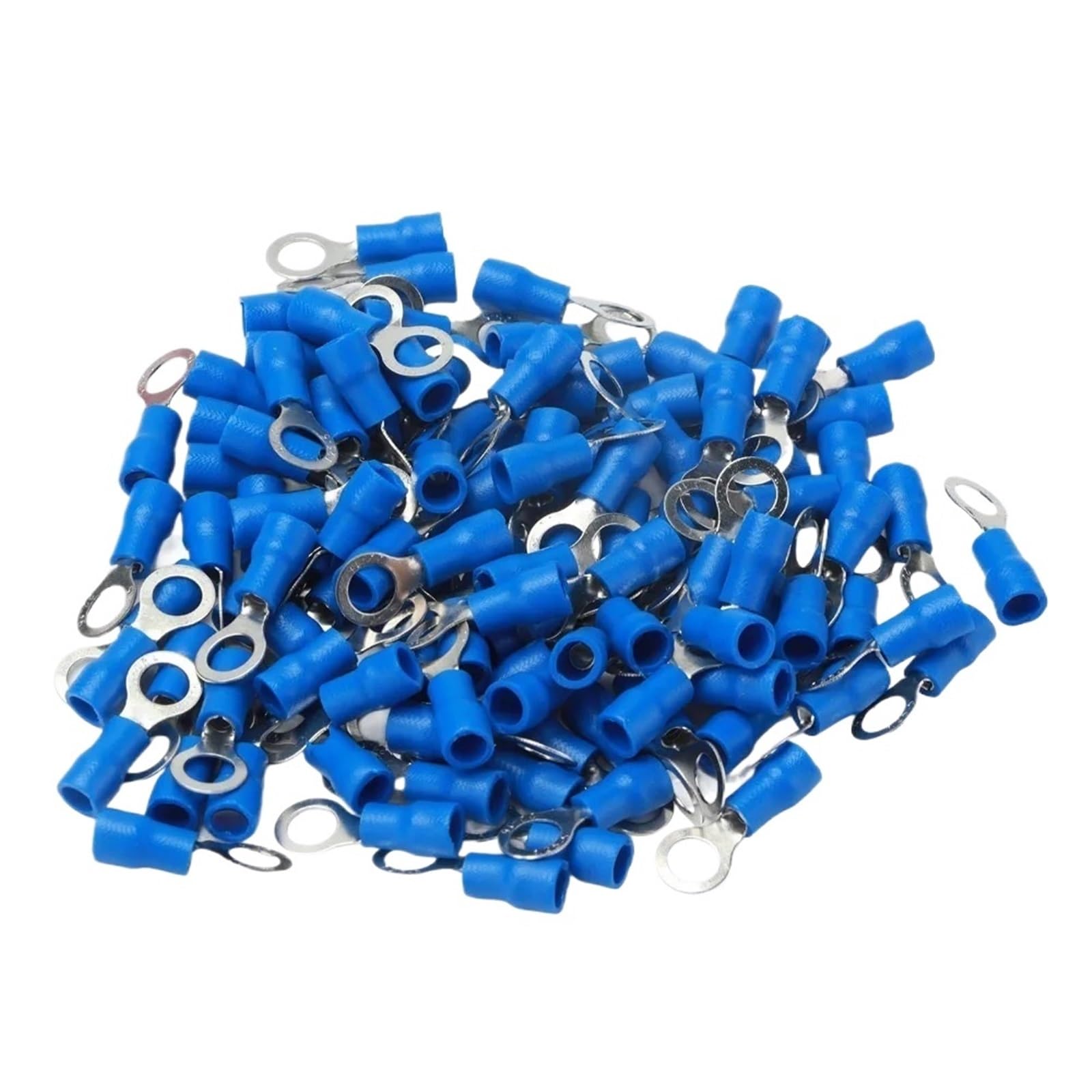 Baynopurin 100Pcs Round Insulated Crimp Terminals Awg 22 16 Rv1.25 5 Blue Insulated Ring Crimp Connectors Marine Cable Terminal