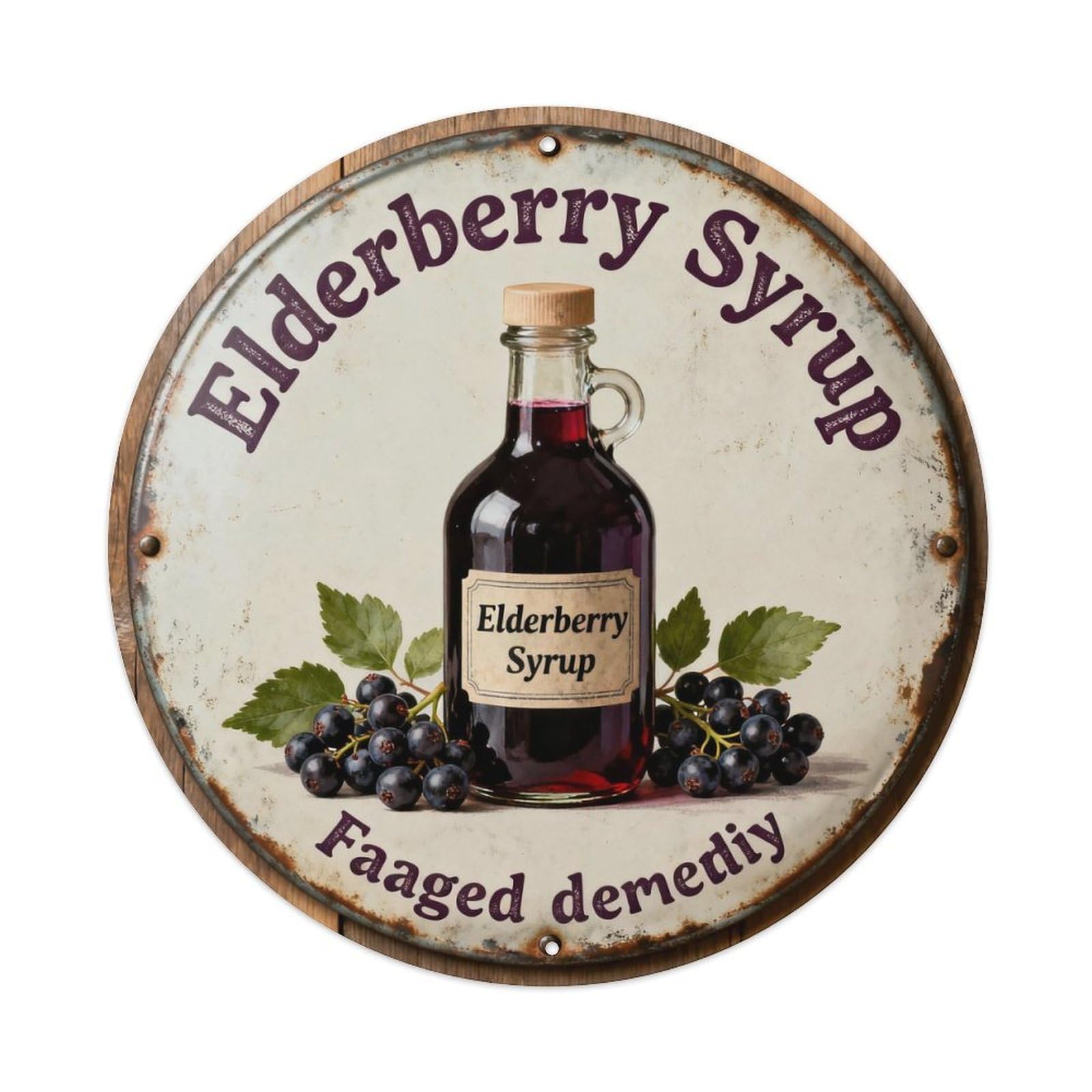 Elderberry Syrup Metal Tin Sign Plaque