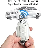 Vista 4 de Funda para llavero con llavero/llavero, funda de TPU suave de 4 botones, compatible con llave de automóvil Versa Sentra, ect (blanco)