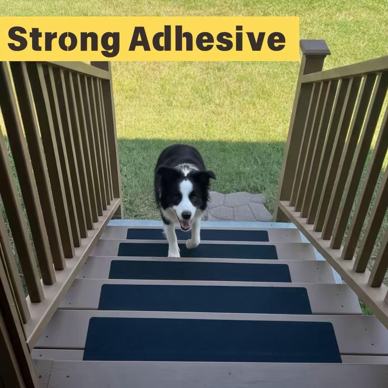 CHUANGSEED 12-Pack Non-Slip Outdoor Stair Treads Grip Tape 6'' x 30'', Heavy Duty Black Grit Anti-Slip,High Traction Adhesive Treads Suitable for Most Slippery Surfaces