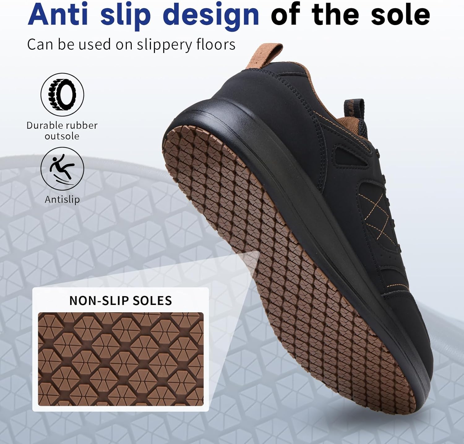 Non Slip Work Shoes for Men Waterproof Chef Shoes Oil Resistant Lightweight Durable Kitchen Restaurant Nursing Work Sneakers