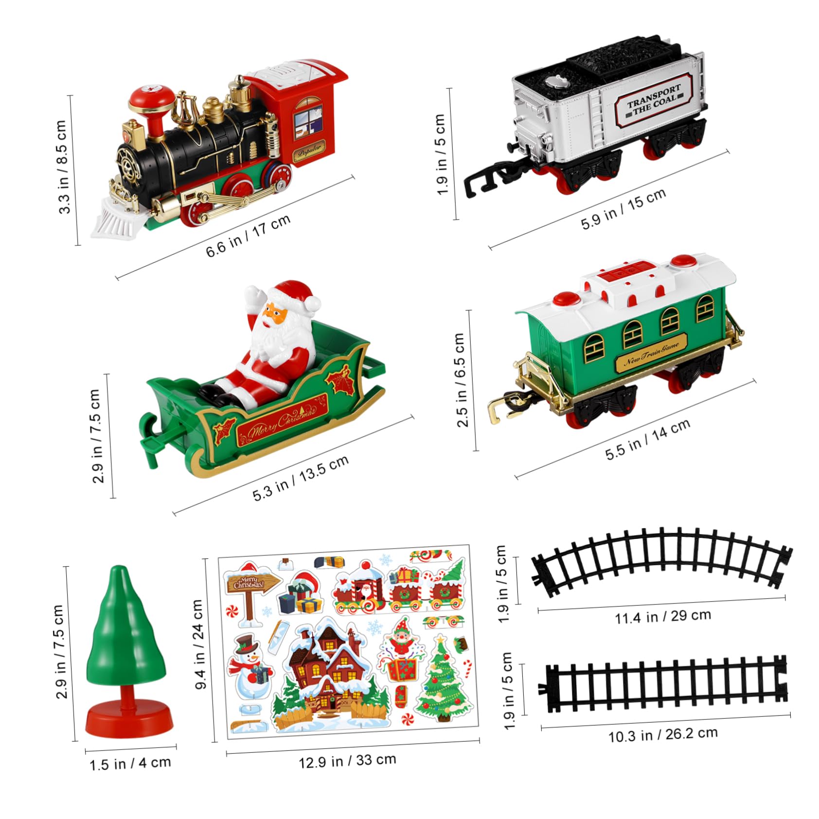 TOYANDONA Christmas Train Set with Sound and Light, Train Railway Tracks Kit Train Model Toy Battery Powered for Kids Boys Girls
