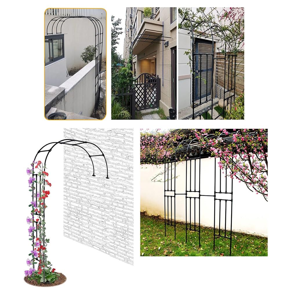 ble - Árbol de metal para plantas trepadoras de medio arco, de 6 a 3 m, resistente a la intemperie, enrejado de flores para exteriores, color negro, para jardines