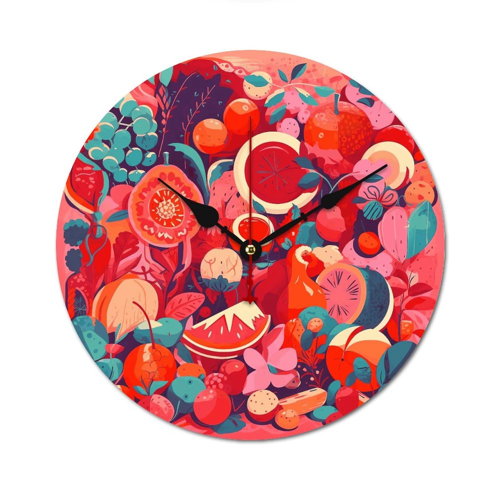 Horloge murale en bois de 60 cm silencieuse pour décorer la cuisine