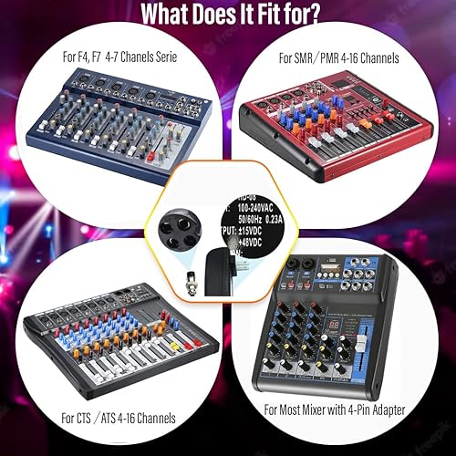 Miniatura 4 de Adaptador de fuente de alimentación para mezclador de audio para F4  F7  CT4-16 universal de 2 a 16 canales Placa de consola de mezcla de sonido