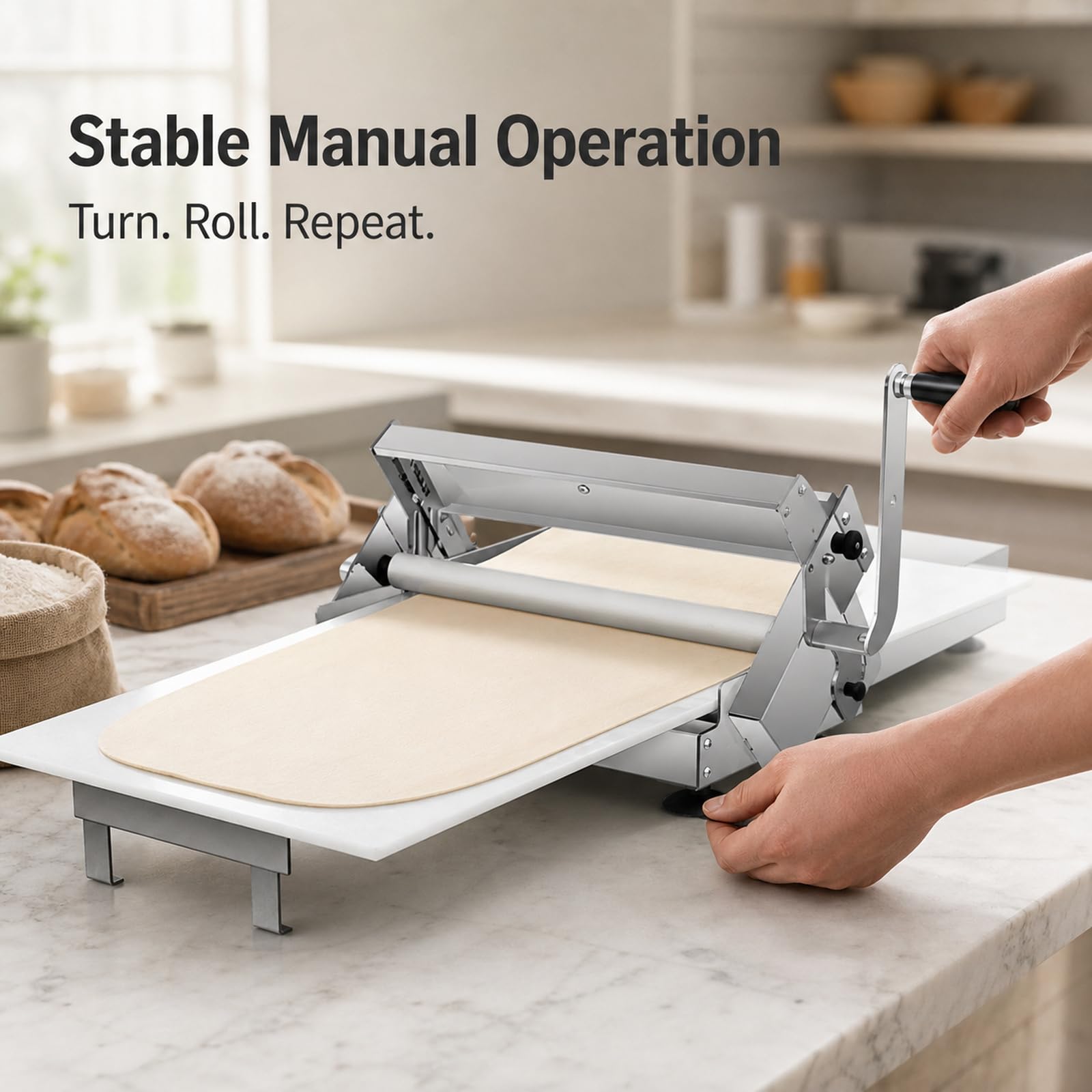 Laminoir à pâte manuel pliable, rouleau compact et peu encombrant