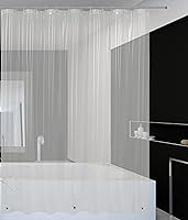 Vista 12 de Mrs Awesome Forro de Cortina de Ducha Extra Largo con 3 Imanes, Cortina de Ducha Larga de Plástico PEVA Blanco para Baño Impermeable, 72 x 84