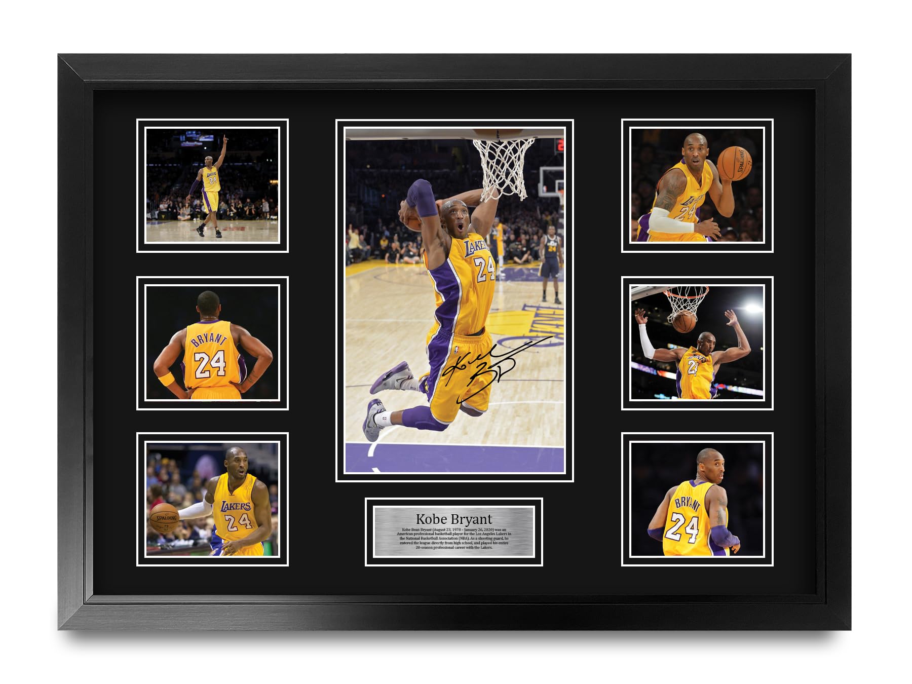HWC Trading FR A2 Kobe Bryant Gifts Printed Signed Autograph Presentation Display for Basketball Memorabilia Fans - A2 Framed — image 1
