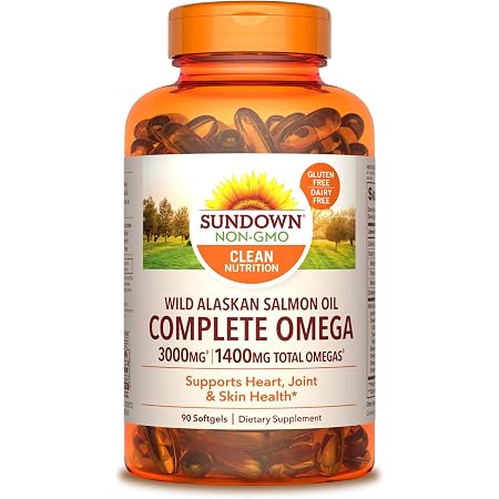 Sundown Complete Omega Wild Alaskan Salmon Oil Softgel, 1400 mg, 90  Softgels (Packaging May Vary) : Everything Else