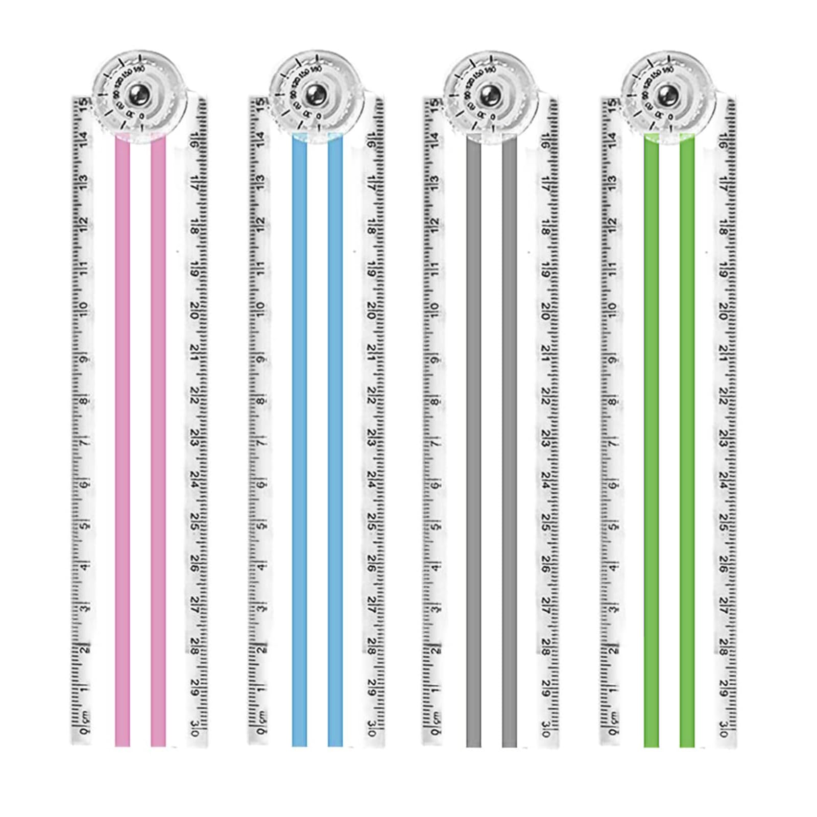 RLMVGBX 4PCS Folding Ruler 30cm, Flexible Foldable Shatterproof Plastic Ruler, Transparent Straight Geometric Ruler for Home Office Study