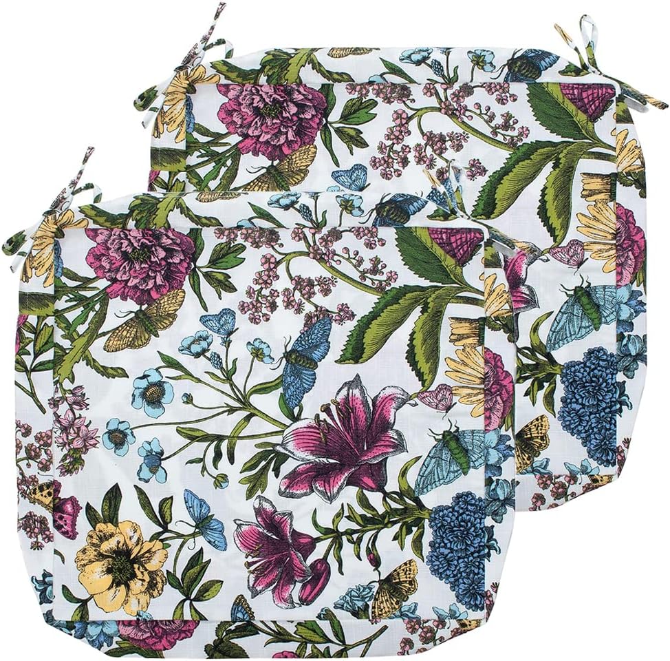 FUNHOME Outdoor Cushion Covers 20 x 18 inch Set of 2,Waterproof Patio Cushion Slipcovers,Garden Furniture Couch Lawn Chair Seat Cushion Covers Replacement(Butterfly Flower)