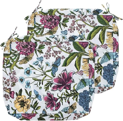 FUNHOME Juego de 2 fundas de cojín para patio al aire libre resistentes al agua con lazos, funda de cojín, funda de asiento para muebles de patio,