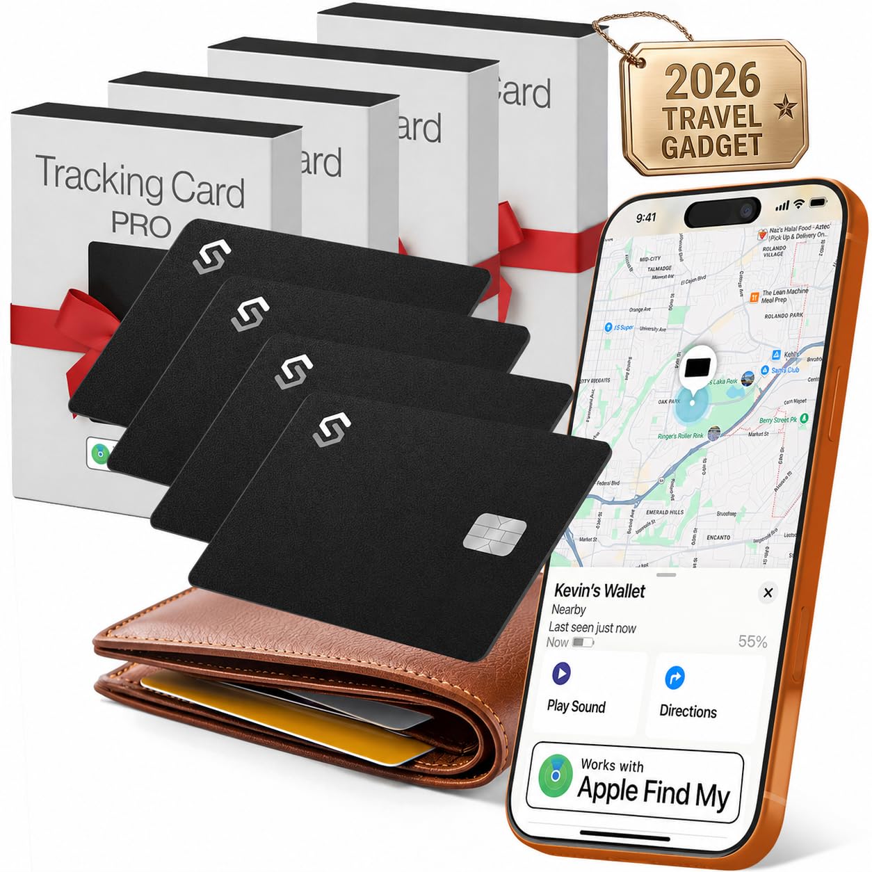 Photo 1 of SPOTMINDERS Apple MFi Certified Credit Card Wallet Tracker PRO 4-Pack (iOS Only) Works with Apple Find My Rechargeable Tracking Card for Wallet IP68 0.07in Slim iPhone Item Finder for Luggage or Purse