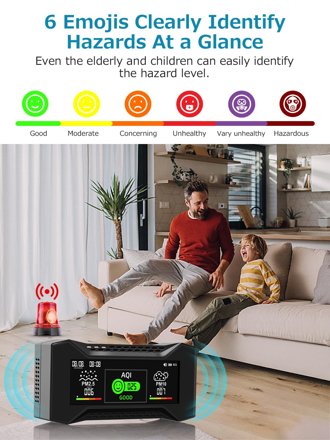 Upgraded CF-20 Professioneller luftqualität messgerät 10-in-1, Präziser CO2- und PM2,5-Sensor, Intelligente AQI-Warnungen Wiederaufladbarer formaldehyd messgerät für Büro- und Gewerberäume (1 PCS)