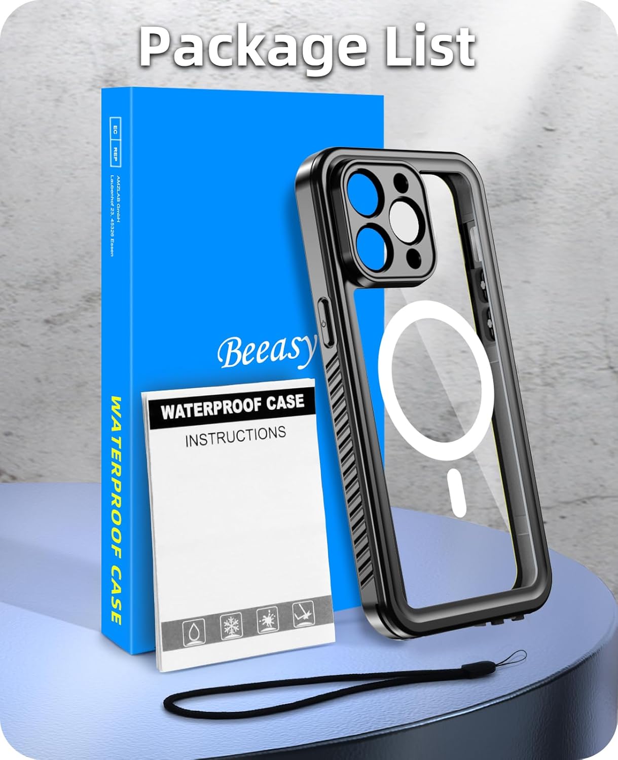 Beeasy for iPhone 15 Pro Waterproof Case with Magsafe, IP68 Underwater Military Grade, Phone Case with Shockproof, Dustproof, Rugged 360 Full Body Protection Cover with Built-in Screen Protector