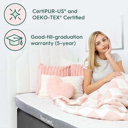 Miniatura 2 de Sleepyhead Cubrecolchón prémium de 3 pulgadas, tamaño individual XL, de espuma viscoelástica con infusión de gel y cobre de 3 pulgadas, refrescante,