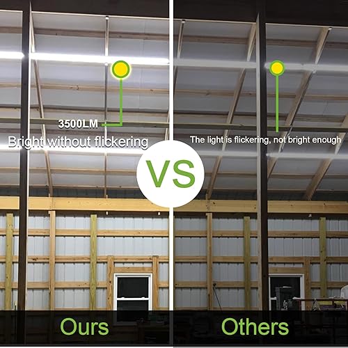 Miniatura 4 de Hykolity Luz LED de tienda de 30 W y 2 pies, 3500 lm 6500 K, luz blanca súper brillante, lámpara de techo enlazable, luz de tubo LED T8 integrada en