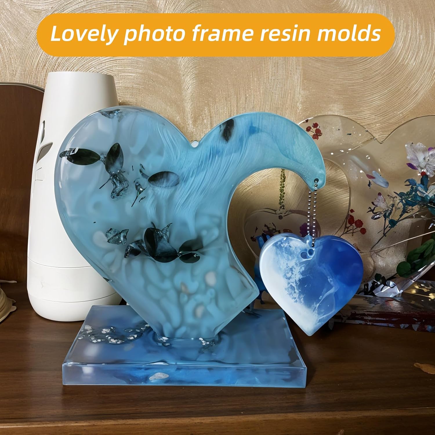 Ymapinc Resin Heart Mold, One Big and One Small Resin Heart Molds Silicone