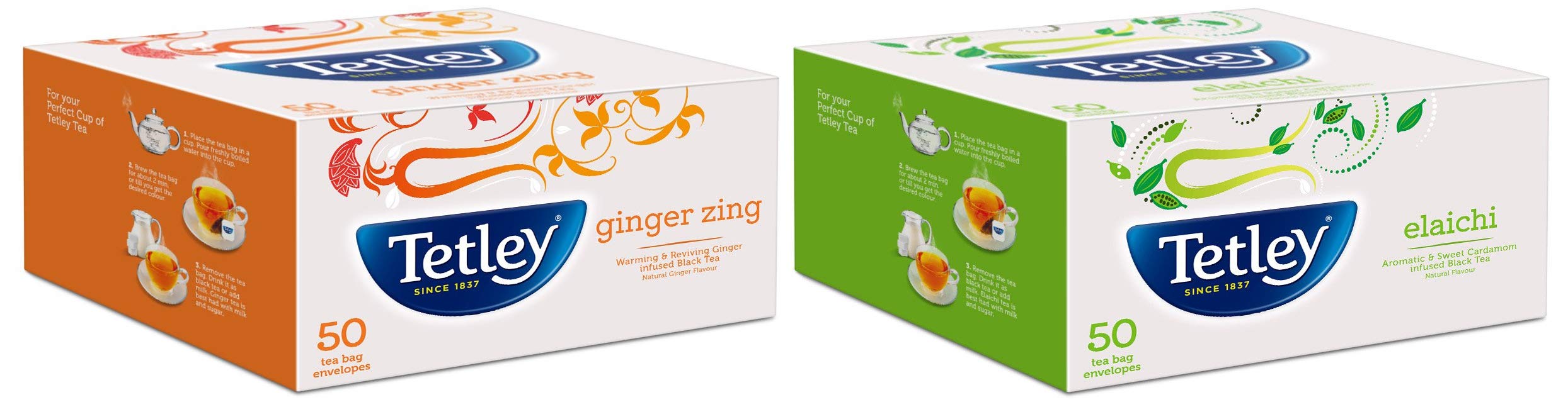 Tetley Flavour Tea Bags Elachi 50s (100gm) + Tetley Flavour Tea Bags Ginger 50s (100gm) (B08GQ7FVYP) Amazon Price History, Amazon Price Tracker