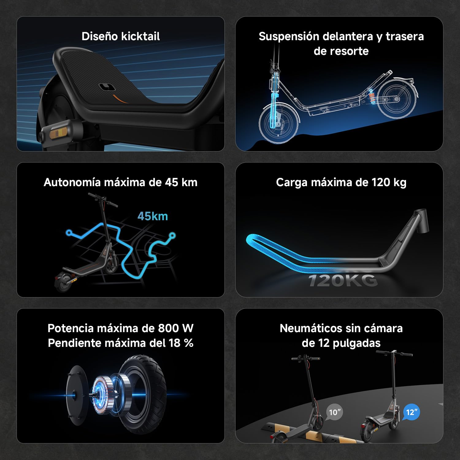 Xiaomi Electric Scooter 6 o 6 Lite+ Mochila, Patinete eléctrico, Certificado DGT (Máx 25km/h, Autonomía 45km, Neumáticos 10-12", Suspensión, Frenos Dobles, Patinete Plegable, Control por App) — view 2