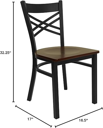 Miniatura 31 de Flash Furniture HERCULES Series - Juego de 2 sillas de restaurante de metal con respaldo en X, asiento de vinilo color burdeos Asiento de vinilo