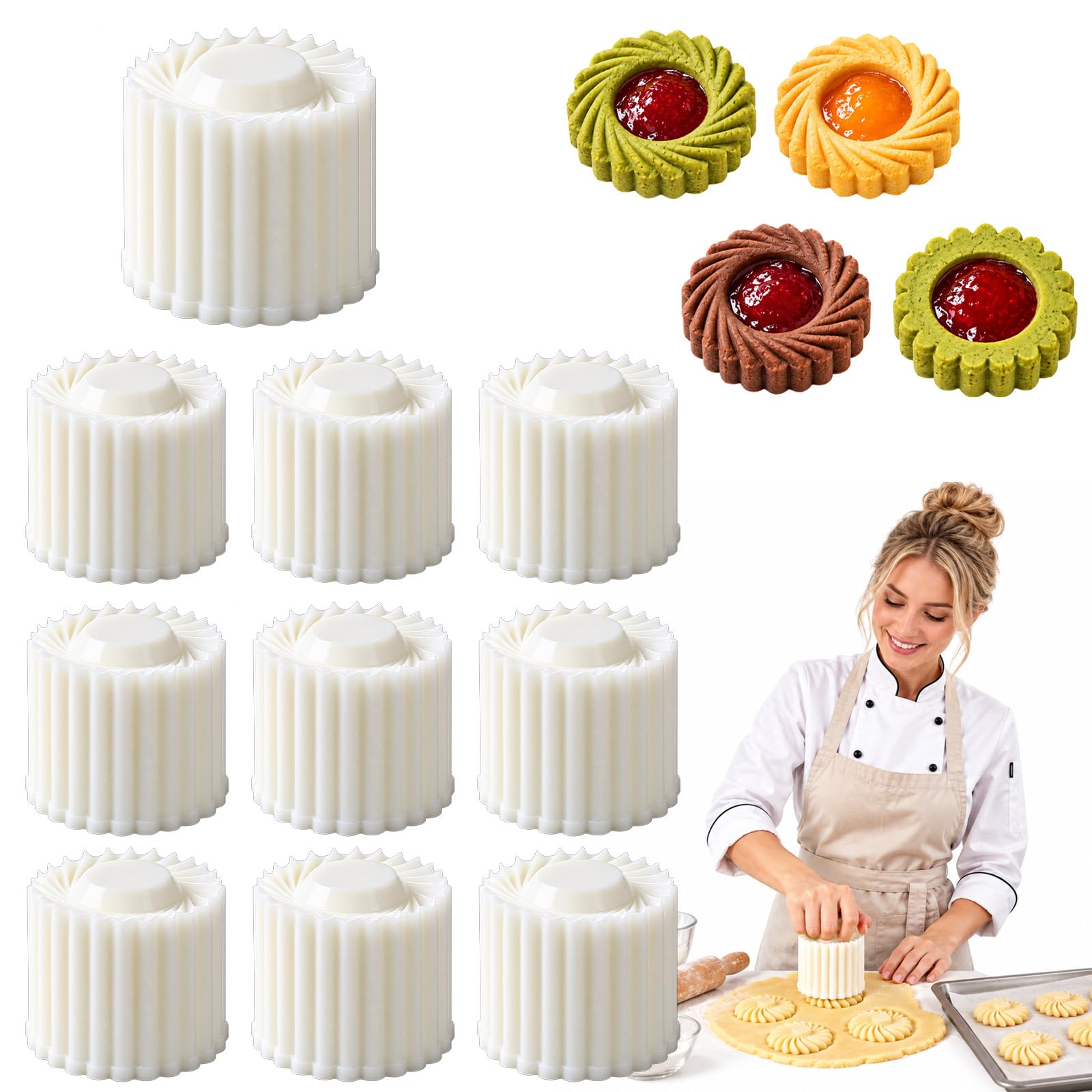 Sunflower Patterned Round Hand-Press Mooncake Mold, 2-in-1 ABS Baking Tool