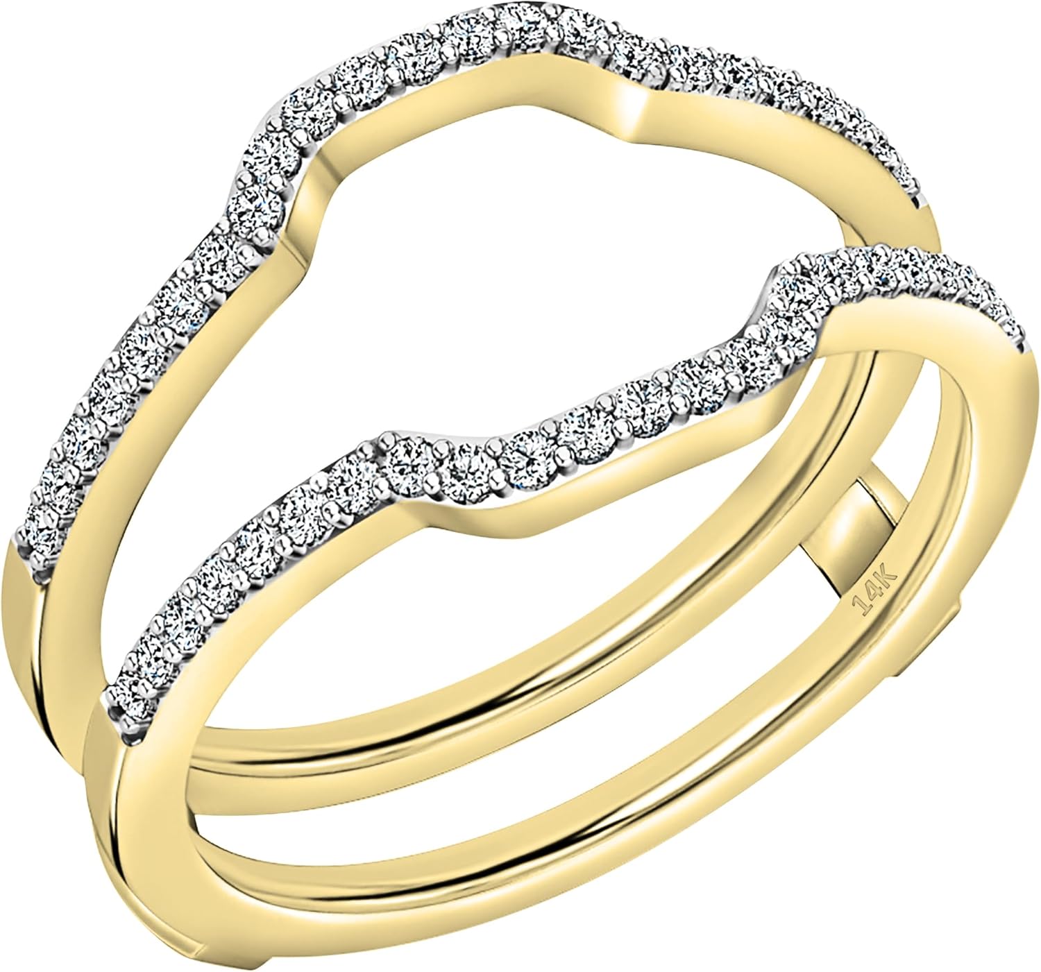 Dazzlingrock Collection Round White Natural Diamond Enhancer Double Guard Ring for Women (0.25 Ctw, Color I-I, Clarity I1-I3) in Real Solid Gold