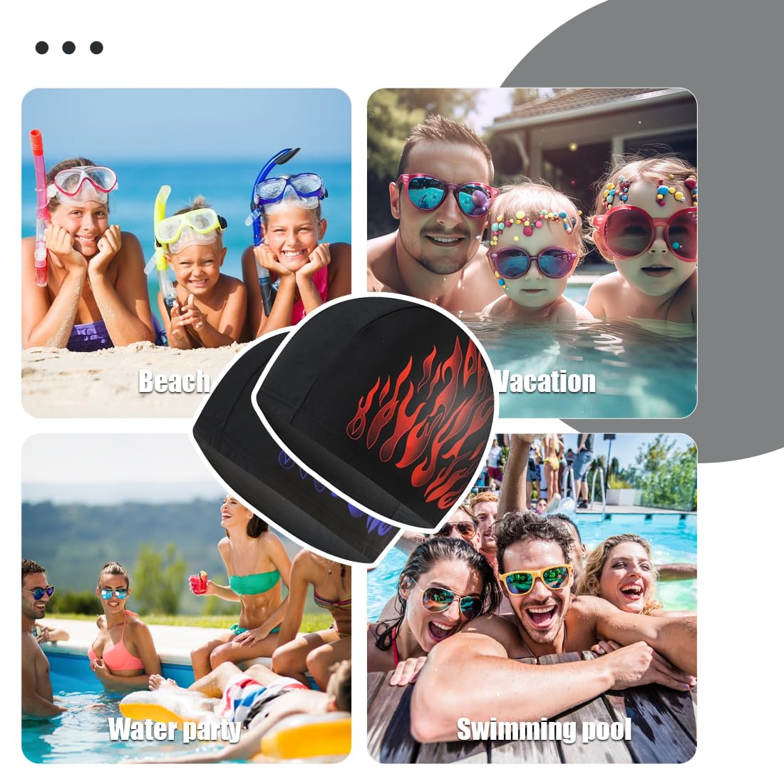 Badekappe Aus Stoff Mit Ohrenschutz - Elastische Schwimmkappe Für Damen Herren Kinder