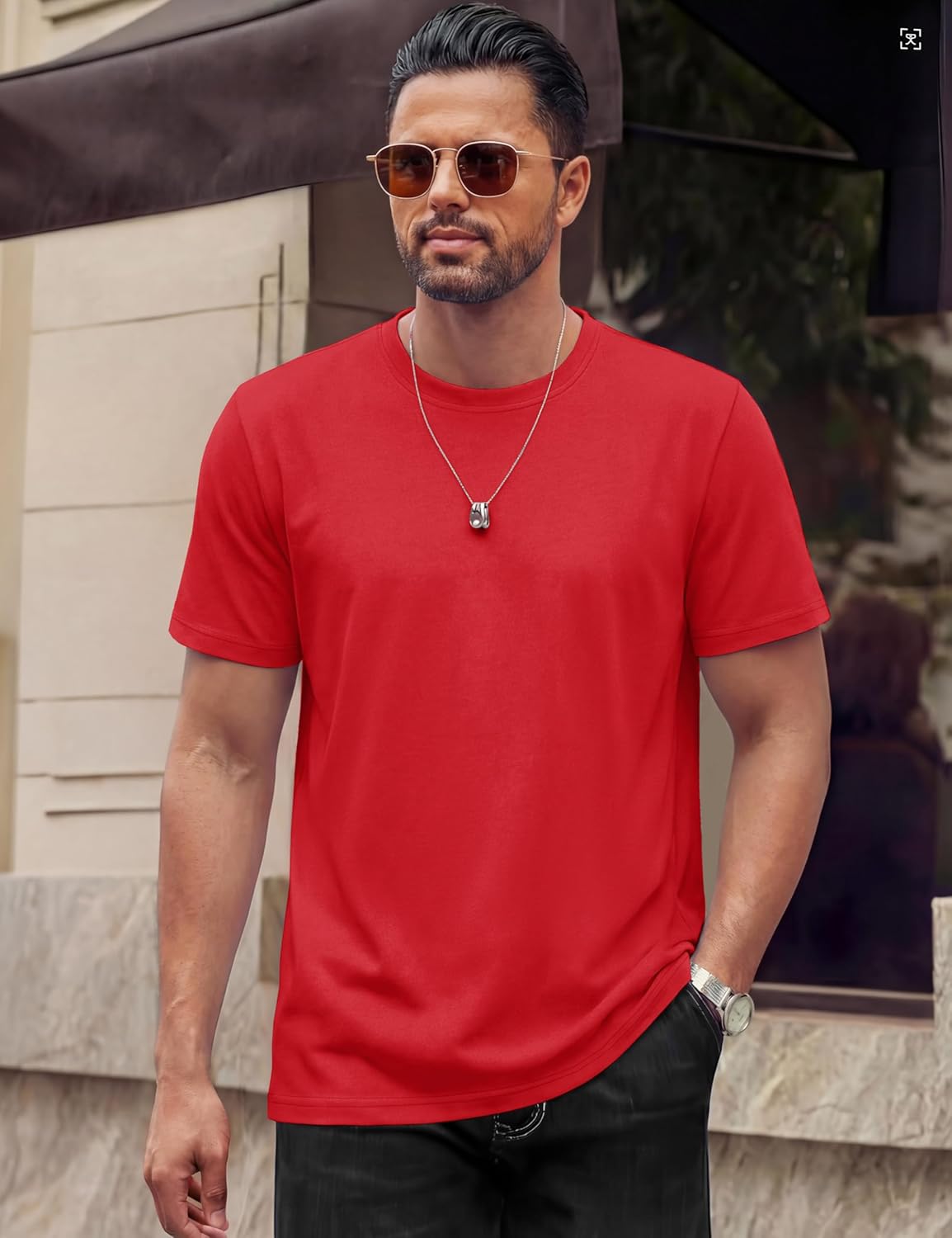 TACVASEN Mens Cotton T Shirt Casual Summer Tshirt Crew-Neck Short Sleeve Soft Tee Classic Basic T-Shirt - Image 3