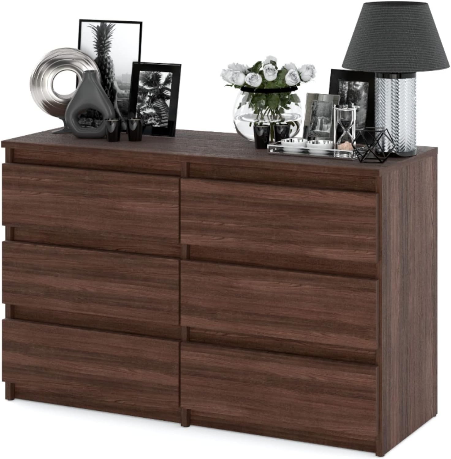 Cassettiera Moderna 5 Cassetti In Legno - Comodino O Credenza Per Camera Da Letto, Bianco - Foto 5