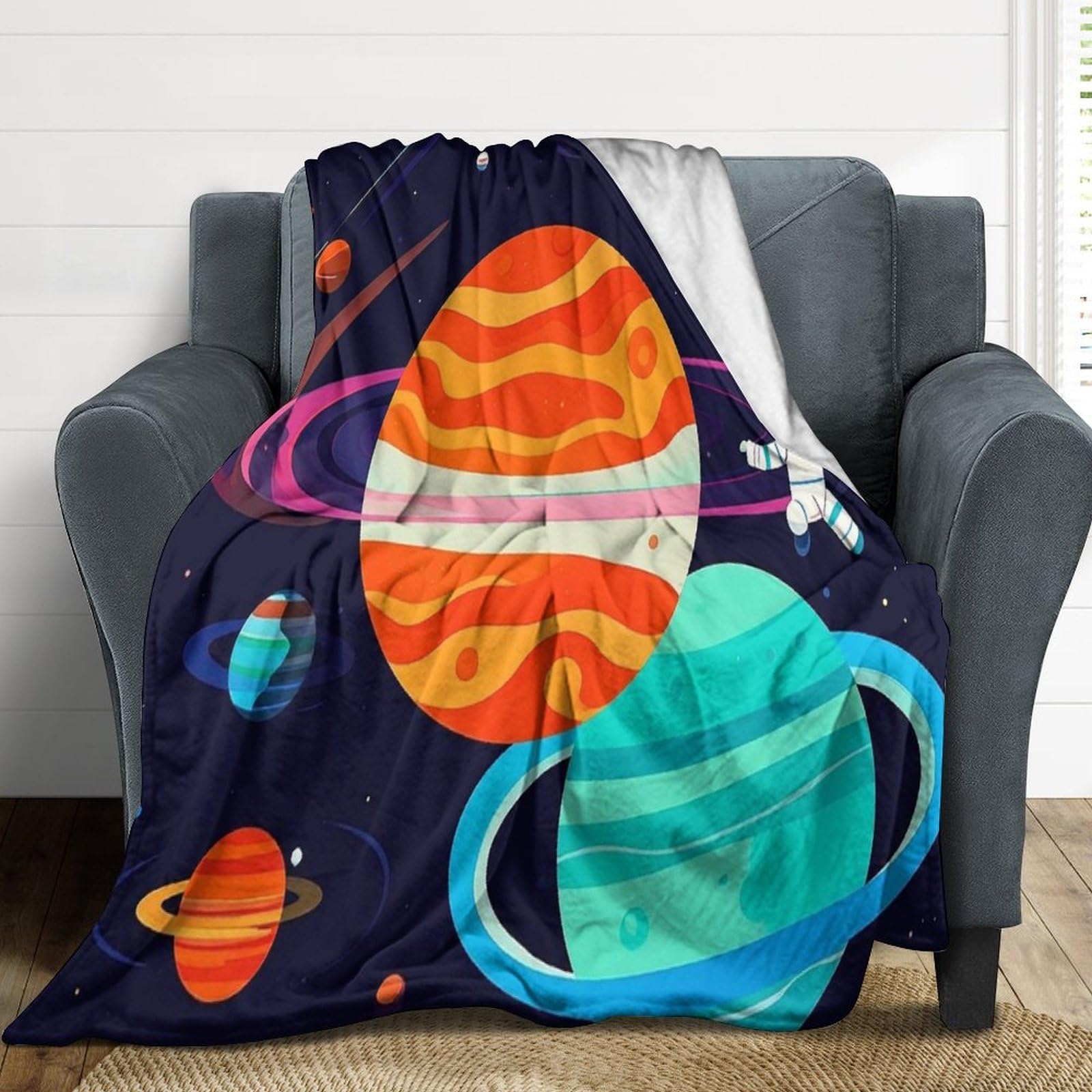Couverture en flanelle douce et légère plaid astronaute haute qualité pour lit