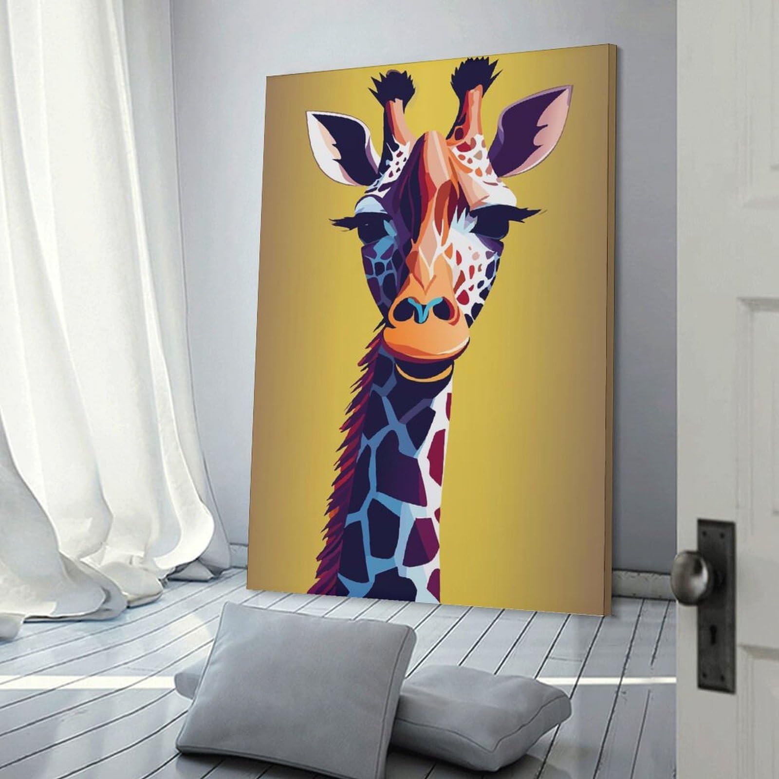 Junmoney Canvas Art Print Giraffe, 20x30inch(50x75cm), for Office, Study Or Home Workspace, Decorative Artwork for Productive Spaces