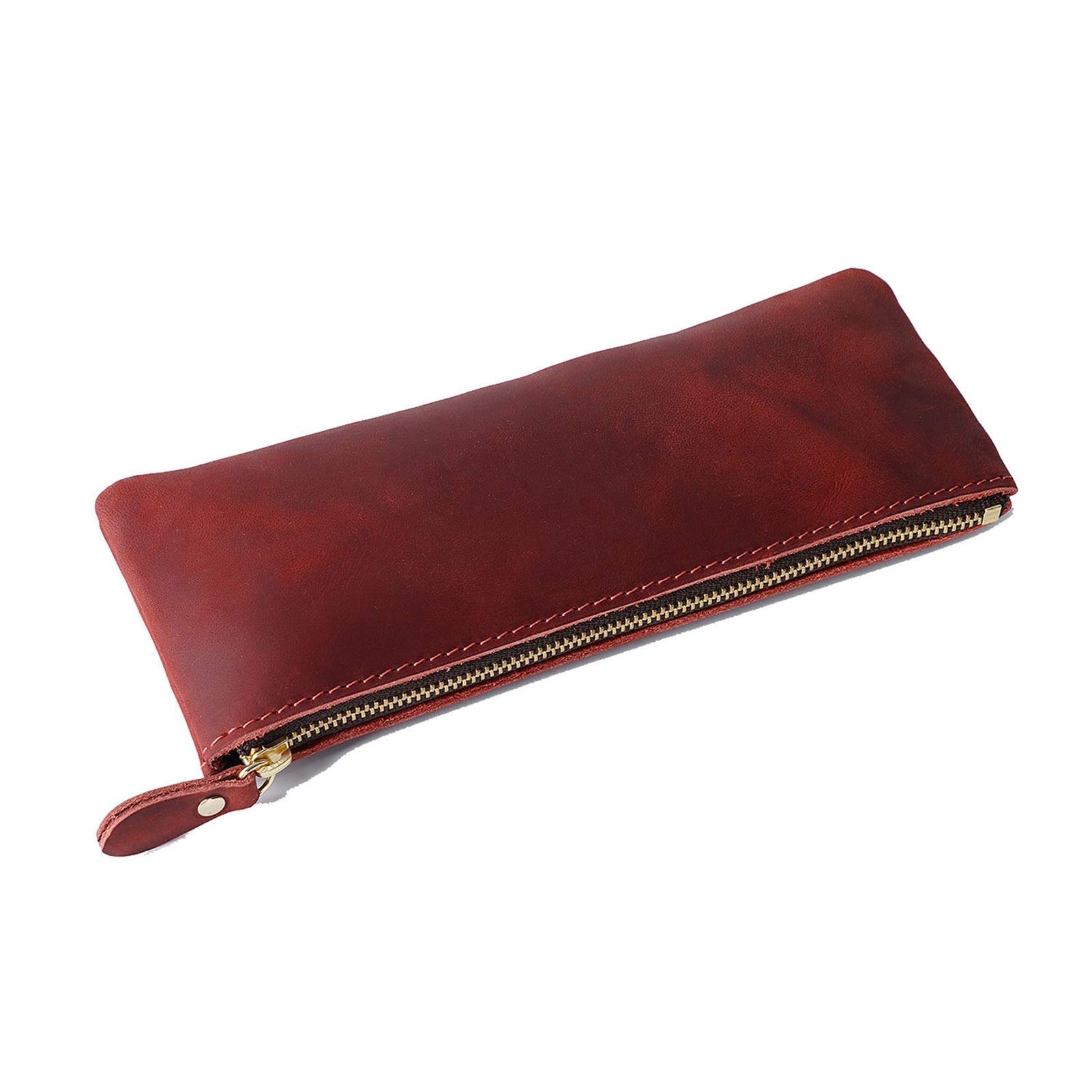 Estuches para lápices, Student & Professionals Essentials Durable Estuche para lápices de cuero genuino, práctico estuche para bolígrafos, caja de almacenamiento para llevar en la bolsa (verde oscur