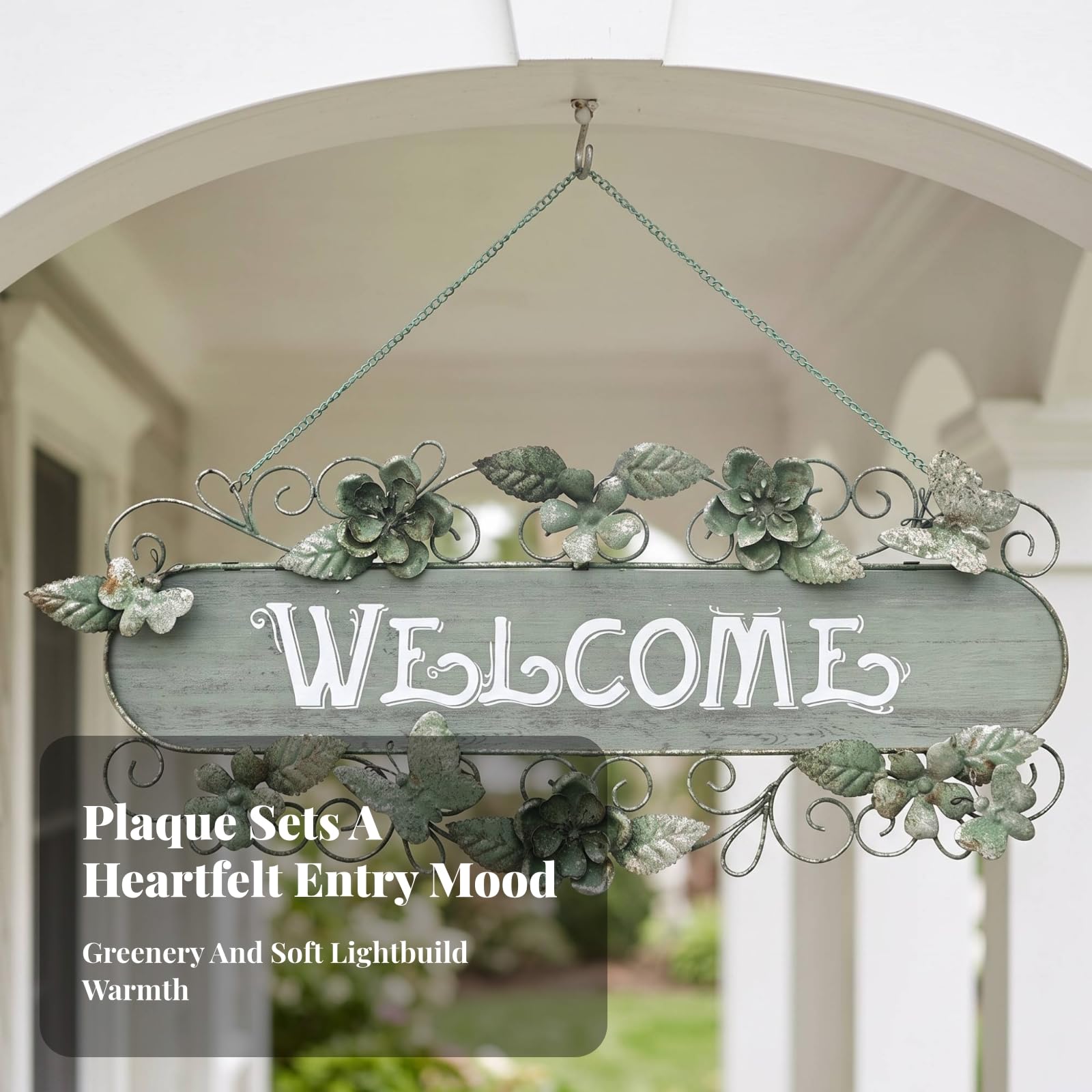 Placa Decorativa con Mariposas, Bienvenido