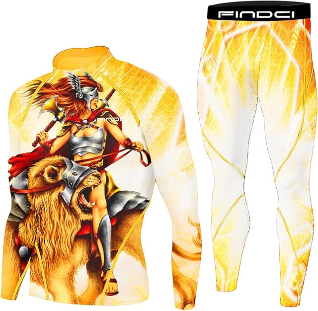 Findci Men's Compression Sportswear Suits Gym Tights Training Boxing Rugby Clothing Jogging Sports Set Running Rashguard Tracksuit (FX345643)