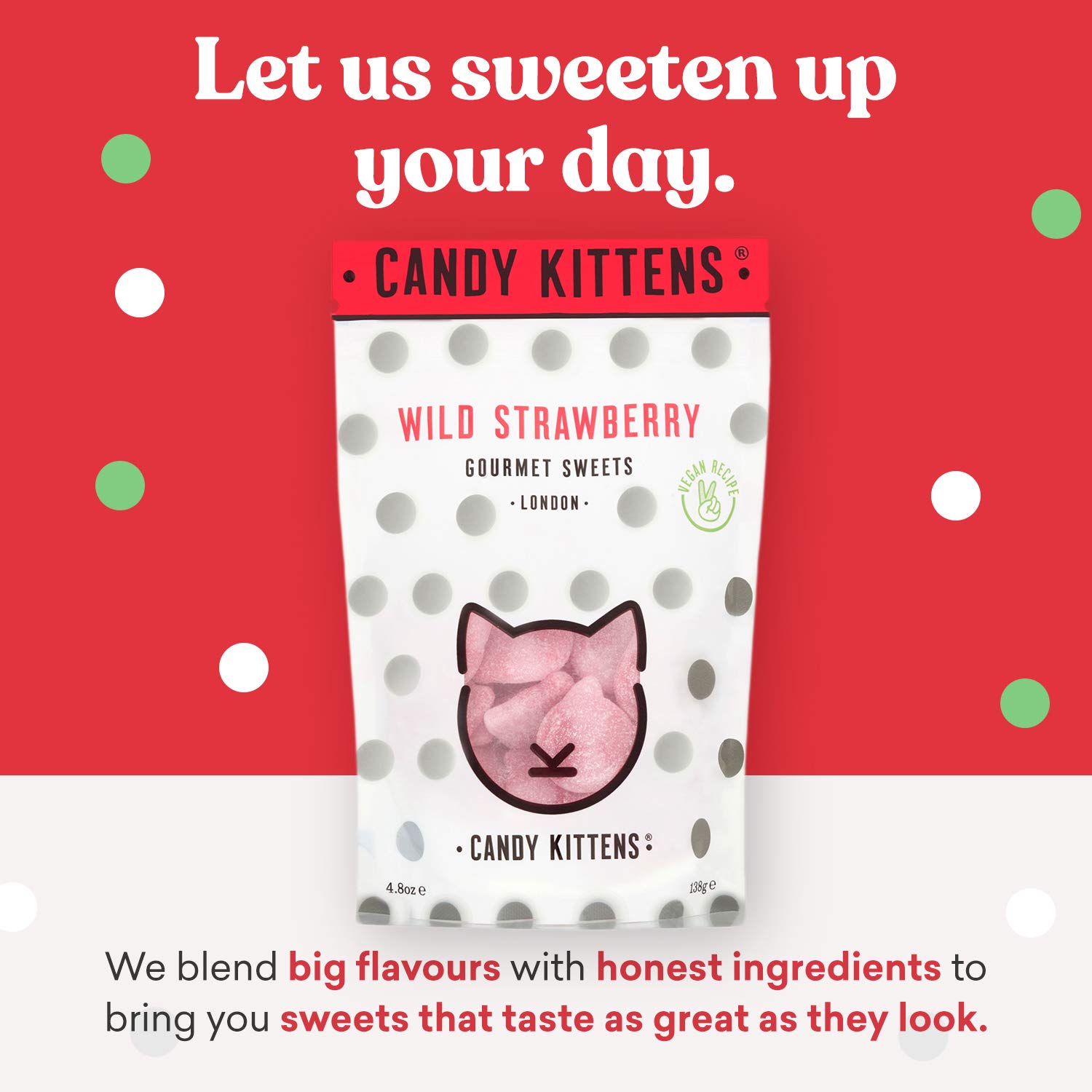 Candy Kittens Wild Strawberry Gourmet Vegan Sweets, 108g image 4