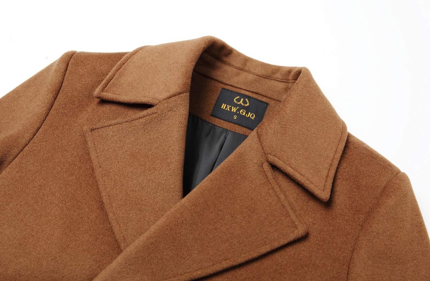 Men's Premium Wool Blend Double Breasted Long Pea Coat - Image 4